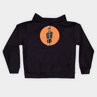 Halloween, Skeleton Mr Bones - Orange and Black Kids Hoodie